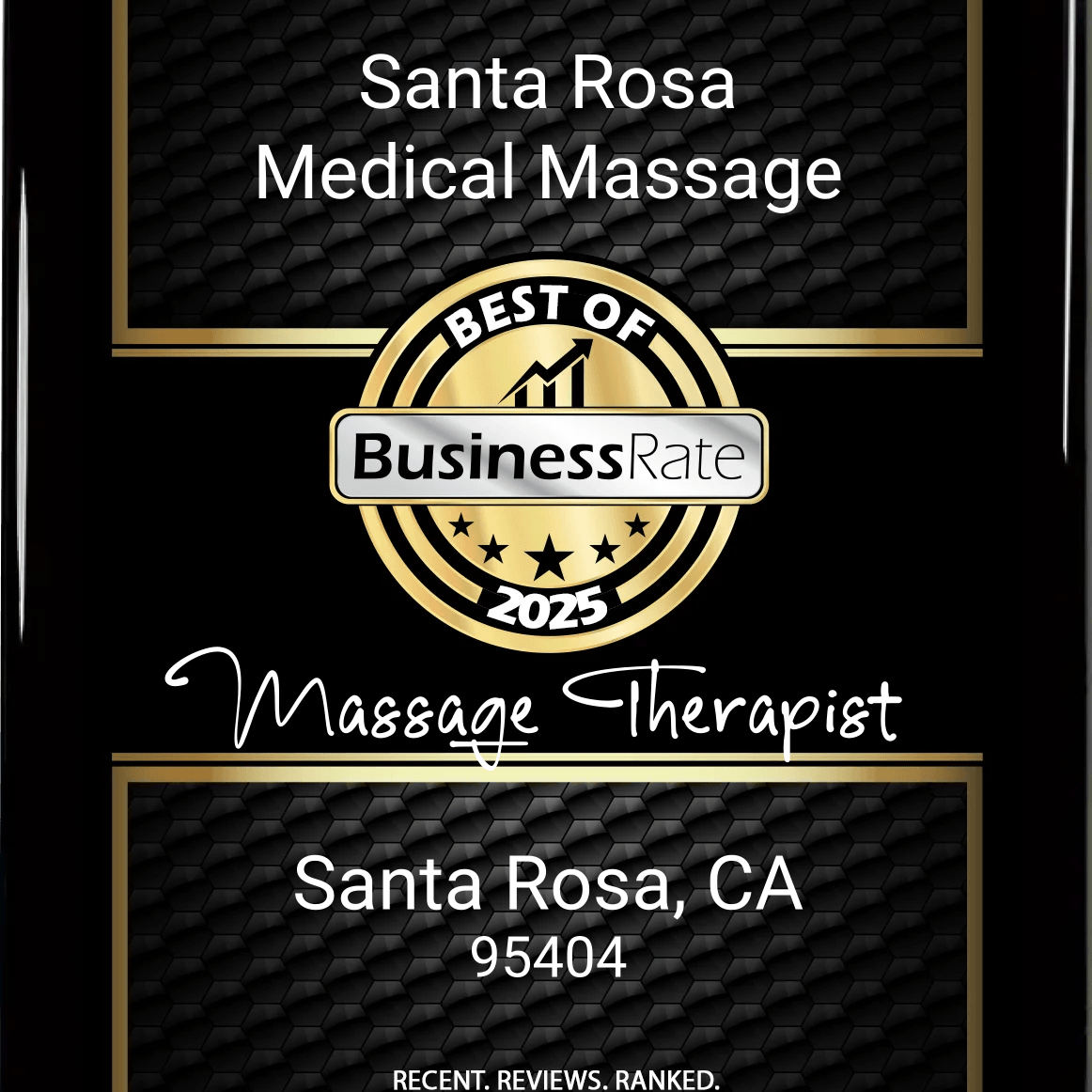 BusinessRate Best of 2025 Massage Therapist recognition